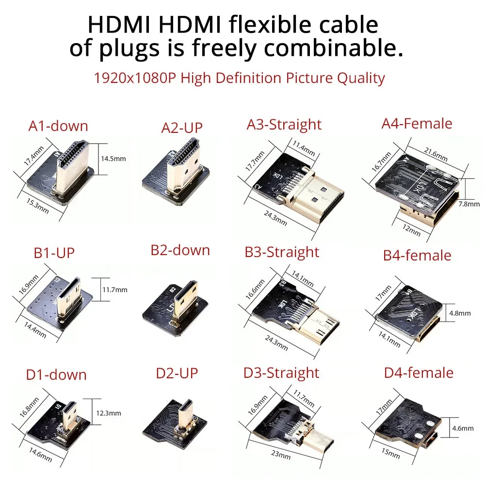 كابل مرن متوافق مع HDMI ، نحيف للغاية ، ميني HDMI مايكرو Hdmi ، مرفق FPC ، محول FFC للتصوير الجوي ، Gimbal HD FPV ، ديي