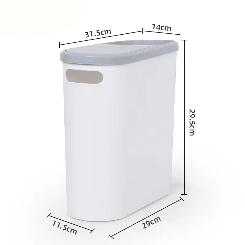 10L Large Press-Type Bathroom Trash Can - Space-Saving Gap Design, Sleek Garbage Bin with Lid - Essential Home Cleaning Tool