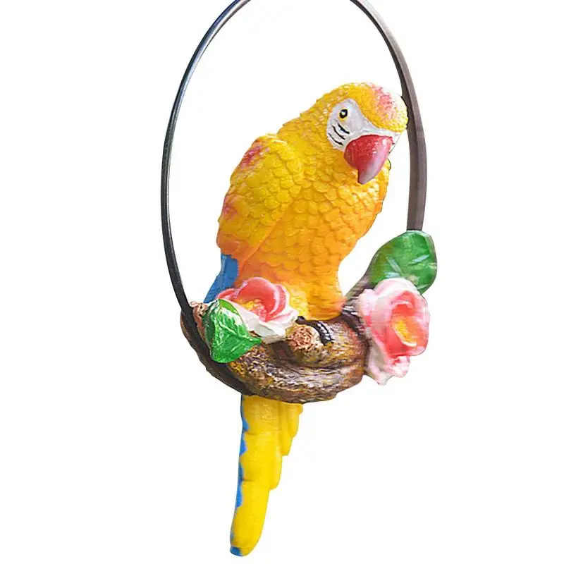 

Creative Resin Parrot Hang On Tree Outdoor Garden Decoration Statue Animal Sculpture For Home Office Room gift for Parrots lover