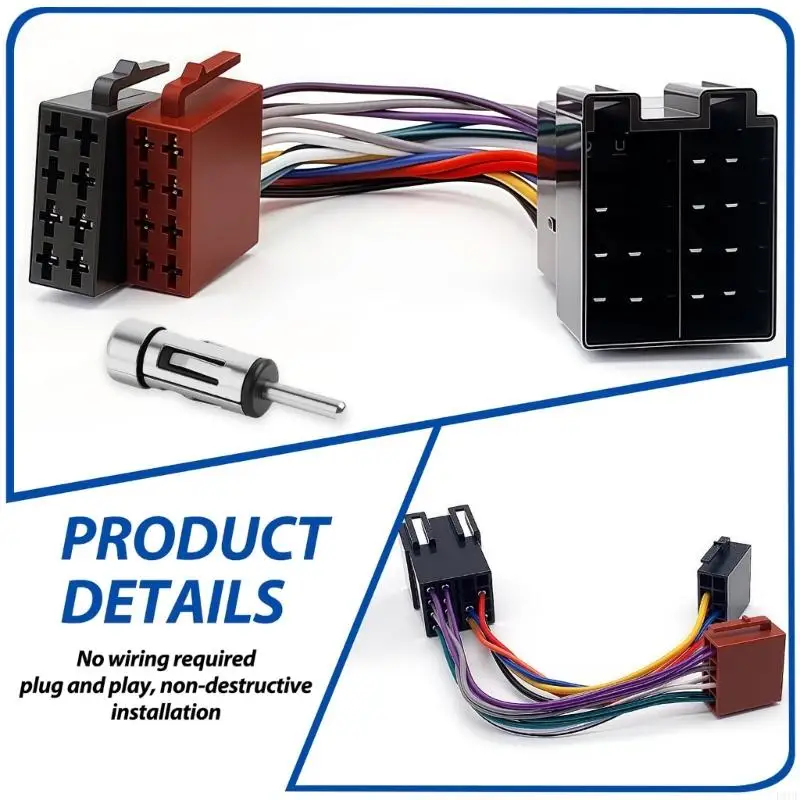 F1CF 16 Pin Car Stereo Radio Cable Universal Vehicle Sound Wiring Adapter 16 Pin Extension And Power Adjustment