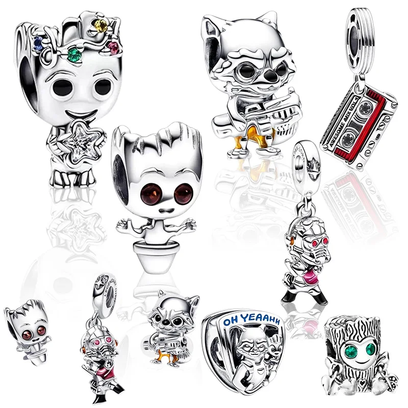 Colgante de cuentas de Guardianes de la Galaxia de Marvel compatible con pulsera de plata de serpiente Original, collar de cuentas para joyería Diy, regalo para mujer