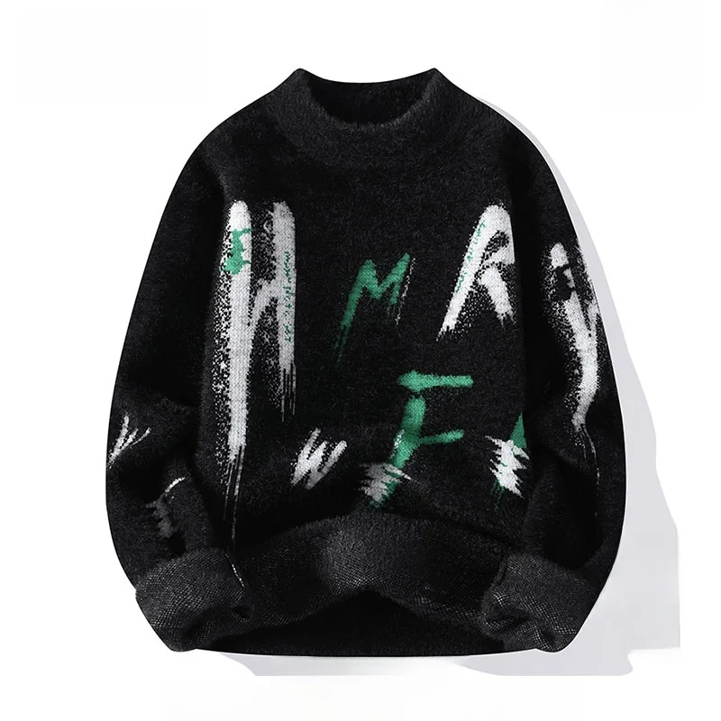 

Men's Thiened Knitted Wool Sweater Water Rabbit Fur Base Layer irt Casual Comfortable Breathable Warm Faionable Top