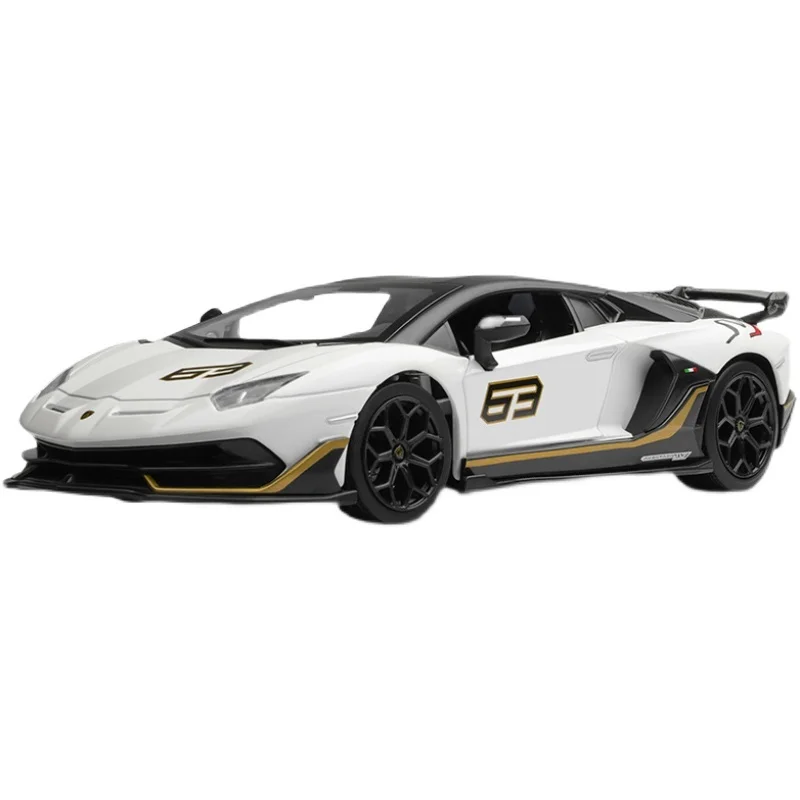 1:24 Lamborghini Aventado SVJ63 Supercar Alloy Die Cast Toy Car Model Sound and LightToy Collectibles Birthday gift