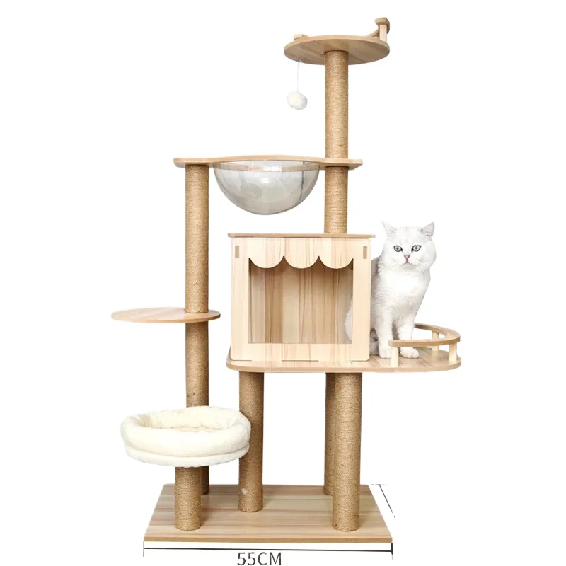 Manufacturer Wholesale Modern Cat Tower Climbing Frame Cat Trees Scratcher For Small Pet Wooden House Condo