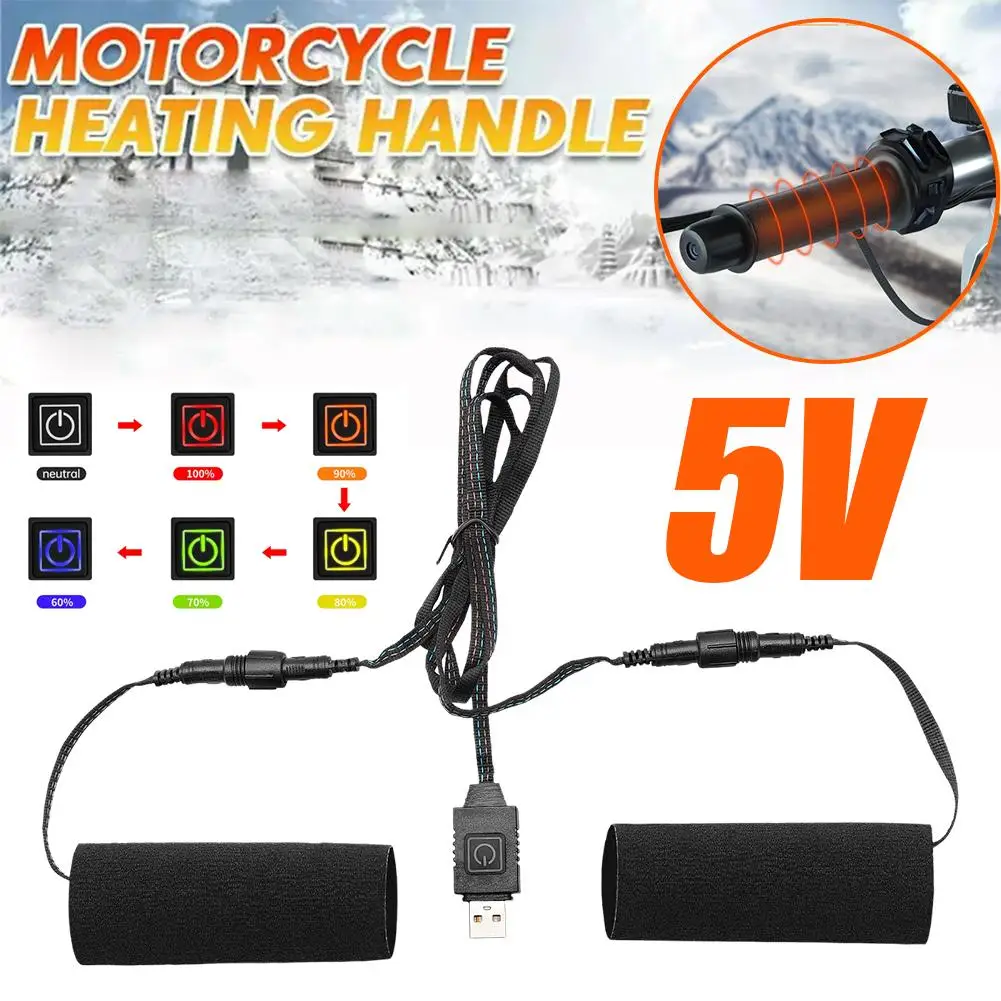 Motorcycle Heated Handlebar 5V USB 6-speed Heater Electric Handlebar Heating Kit Cover Anti-shock Anti-slip Heated And Fast S6Z4