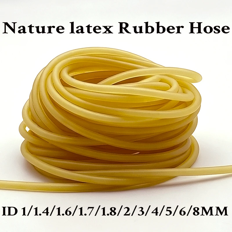 Strong Rebound 5M/2M Yellow Natural Latex Tube, Inner Diameter 1-8MM, Emergency Hemostatic Bundling Hollow Rubber Tube