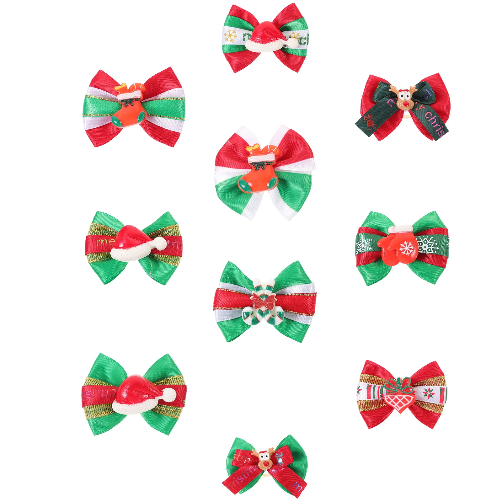 

10Pcs Dog Hair Bows Pet Headdress for Puppies Small Dogs Christmas Bowknots Puppy Grooming Accessories Dog Bows