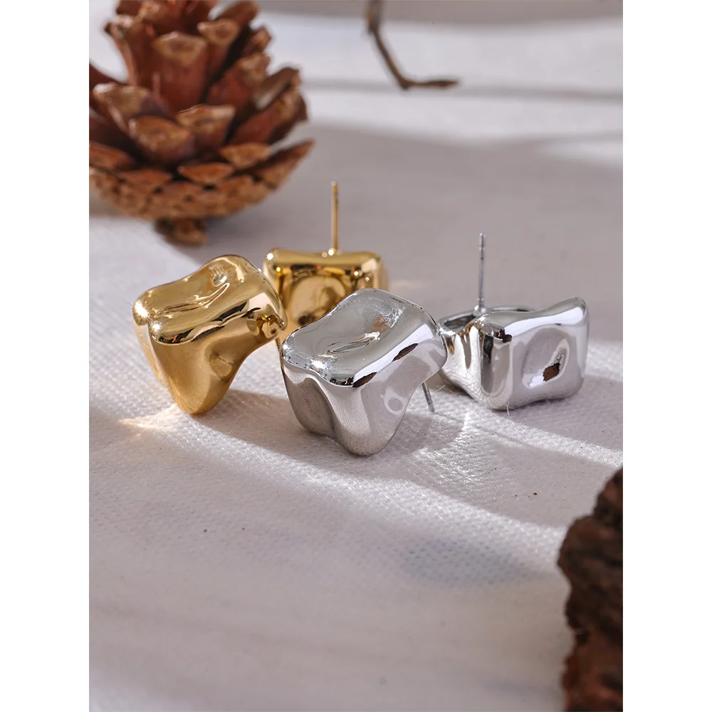 Yhpup 316L Stainless Steel Square Geometric High Quality Stud Earrings 18K PVD Plated Charm Daily Jewelry серьги тренд