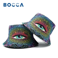 Bocca Cartoon Eyes Bucket Hat Graffiti Printing Pattern Fisherman Hats Double Sides Panama Cap Men Women Sun Outdoor New Style