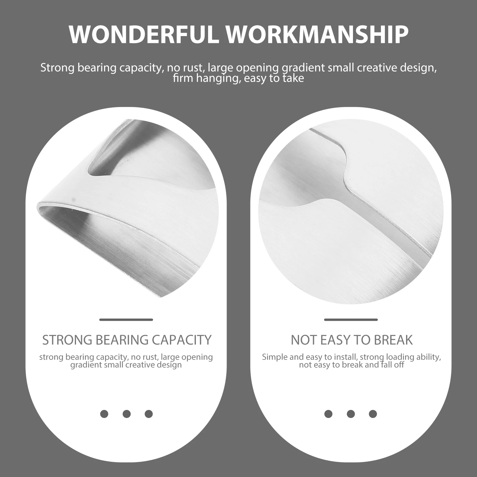 

4pcs Wall mounted Stainless Steel Towel Hook Hanger Non drilling Bathroom Space saving Durable Household Item Rack