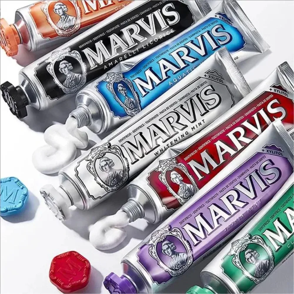 Original Marvis Whitening Mint Toothpaste Freshens Breath Removes Smoke Stains Whitens Teeth Prevents Cavities Floral Toothpaste