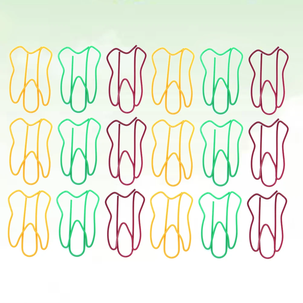 50pcs Tooth Paper Clips Metal Photo Pin Party Gift Note Shape Bookmark Strong Clipping Force Home School Use Easy