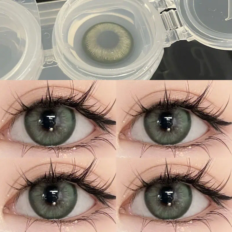 Lentilles de Contact Souples en Vert et Bleu pour Document, Accessoires de Cosmétique pour Étudiant, Anime Naturel, 2 Pièces