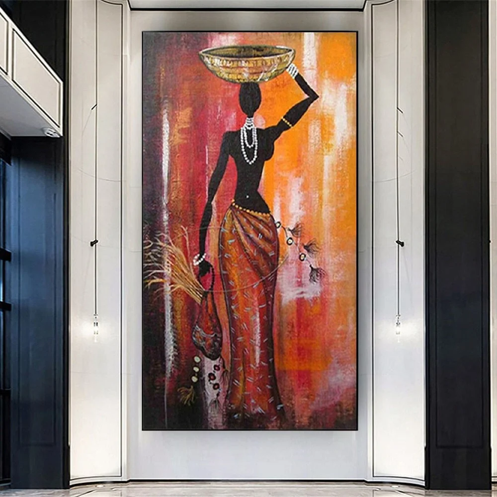 

Modern Woman Portrait Painting Wall Art Exhibits Sexy Girl Figure Canvas Picture Lady In Red Skirt For Live Decor Artwork Mural