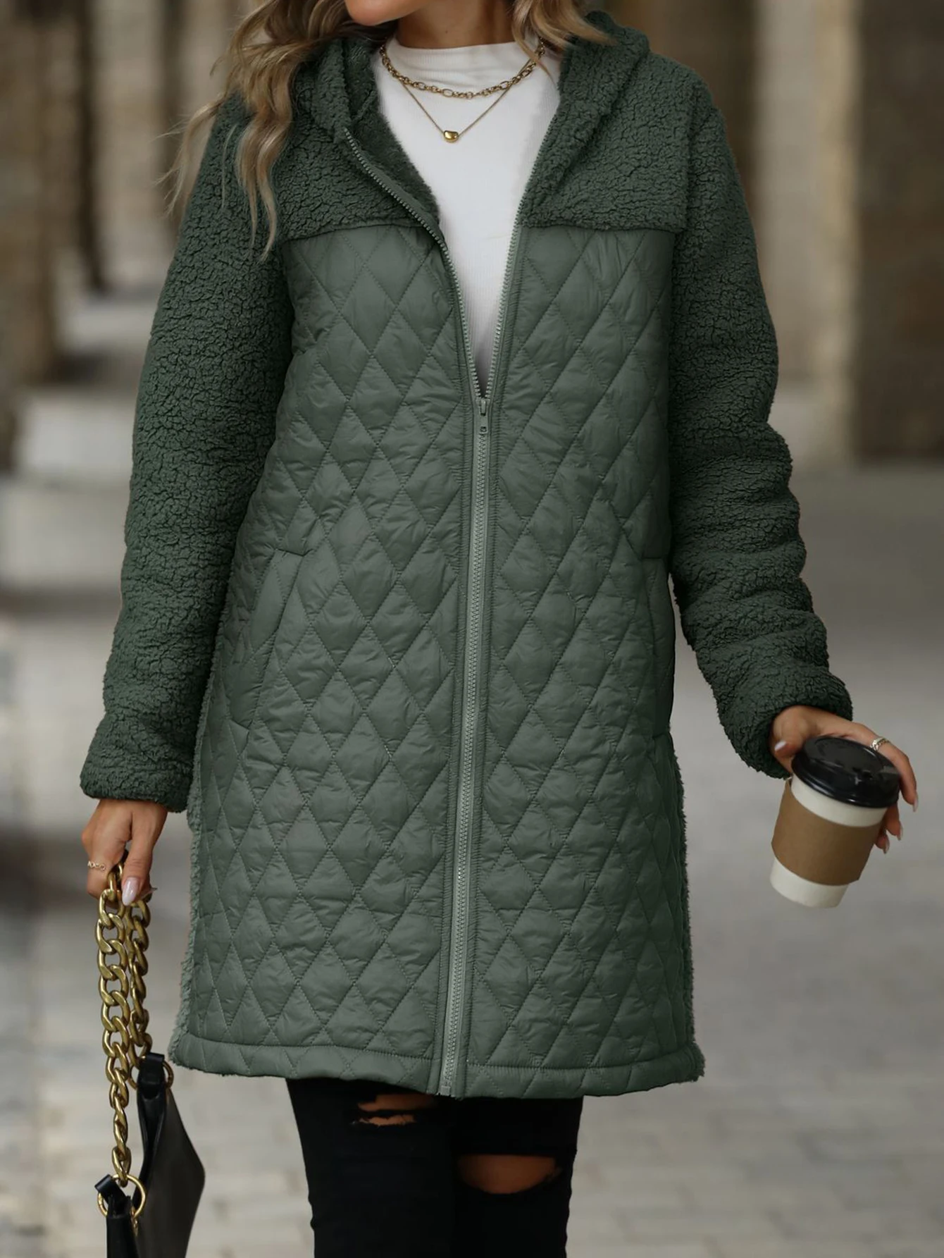 سترة كاجوال مبطنة بالقطن بأكمام طويلة ملابس شتوية بأكمام قصيرة معطف ملابس علوية عصرية للنساء