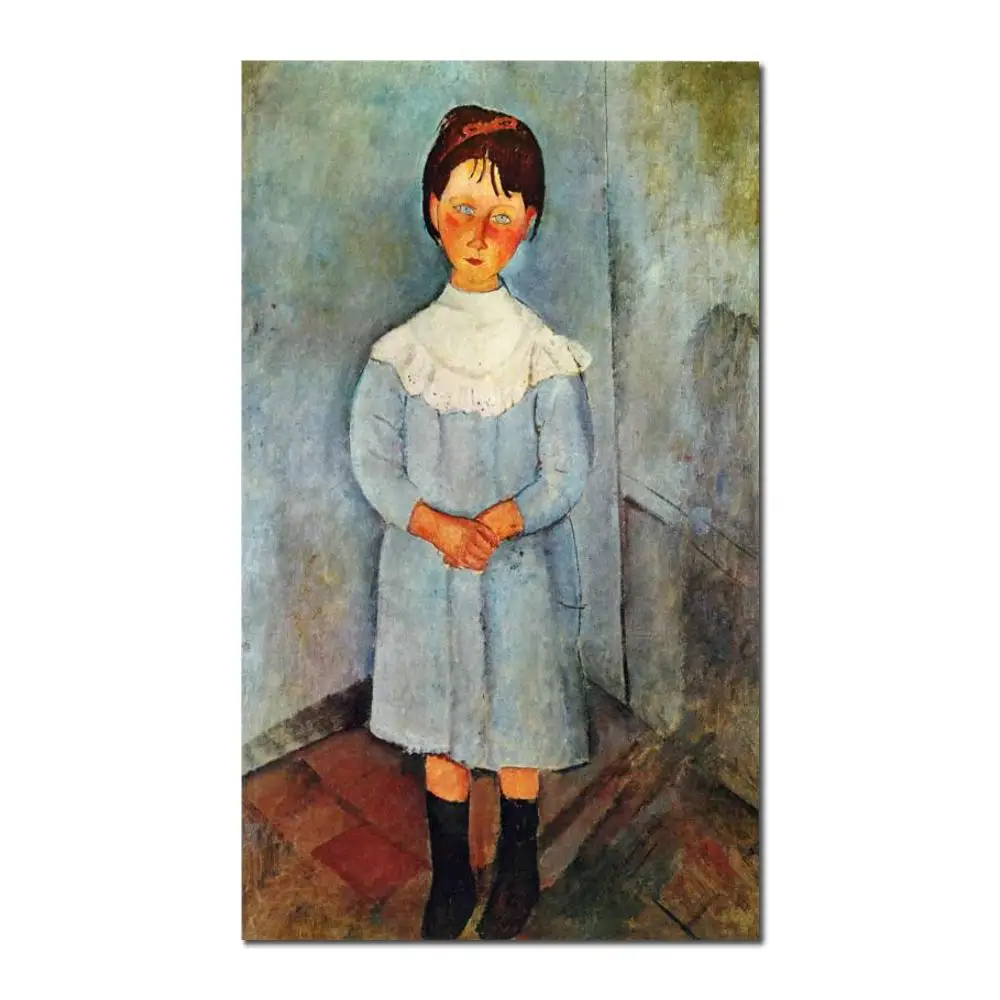 

abstract woman painting Amedeo Modigliani Little girl in blue handmade High quality