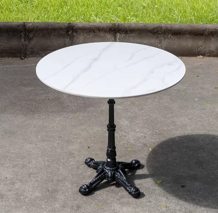 

/Outdoor coffee shop artificial stone burned stone top metal table garden balcony waterproof durable table and chair set