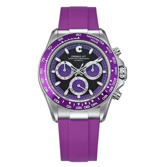 

CRONUSART мужские автоматические часы 40 мм хронограф механические наручные часы светящийся скелетон циферблат фторкаучуковый ремешок керамический безель