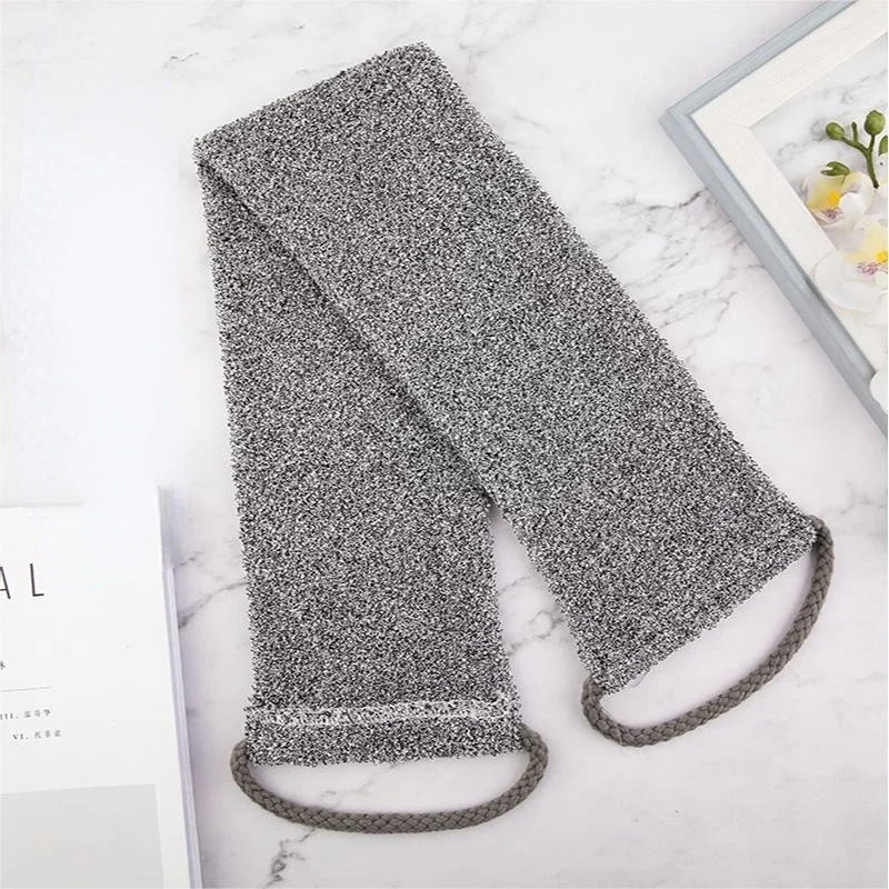 Soft Grey Bamboo Fiber Strip Scrub Pull Back Strip Rub Back Belt Bath Sponge Towel Bathroom Tools Body Cleaning Towel