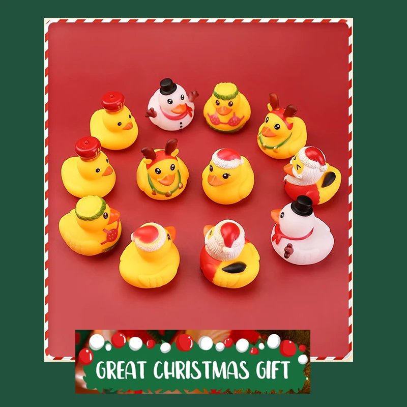 1 Pcs Christmas Rubber Ducks JeepDuck Car Dashboard Decorations Toys for Kids Boys Girls Toddlers Christmas Party Favors Gifts