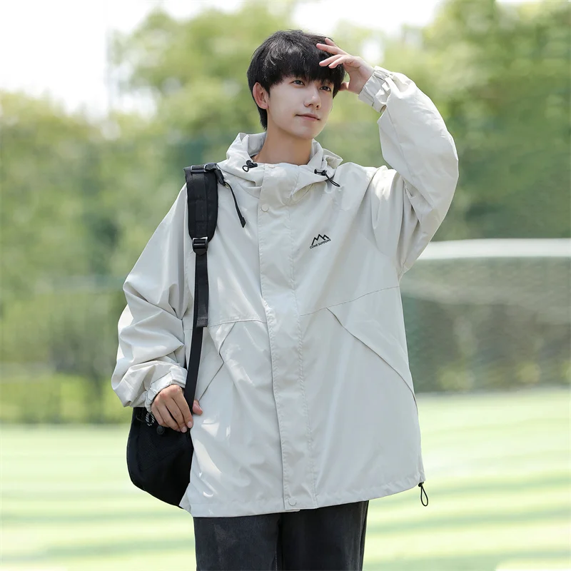 

Tee-Proof Outdoor Men's Jaet y Hooded Spring Autumn Faionable Haome Polyester Casual Loose Fit Zipper Decor