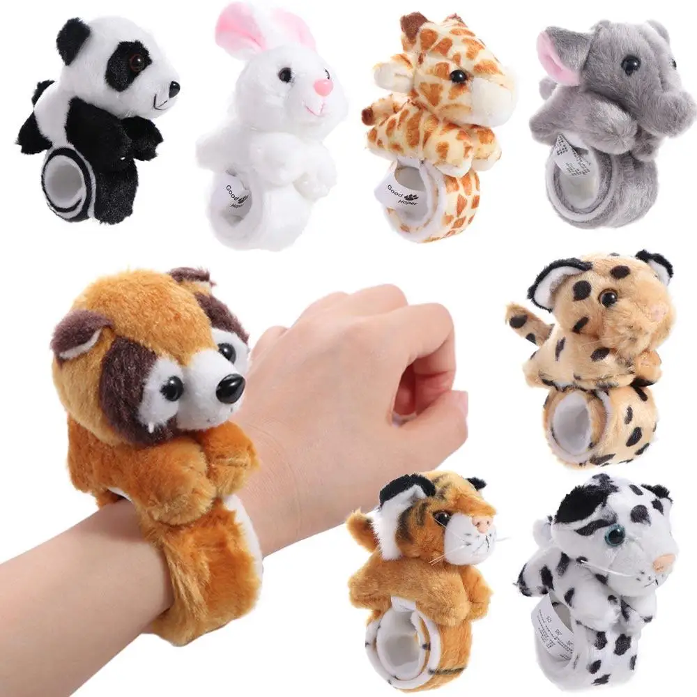 

Party Favor Jungle Animal Stuffed Animal Wristband Clap Circle Rabbit Bunny Cartoon Slap Bracelet Soft Plush Toy Kids Toy