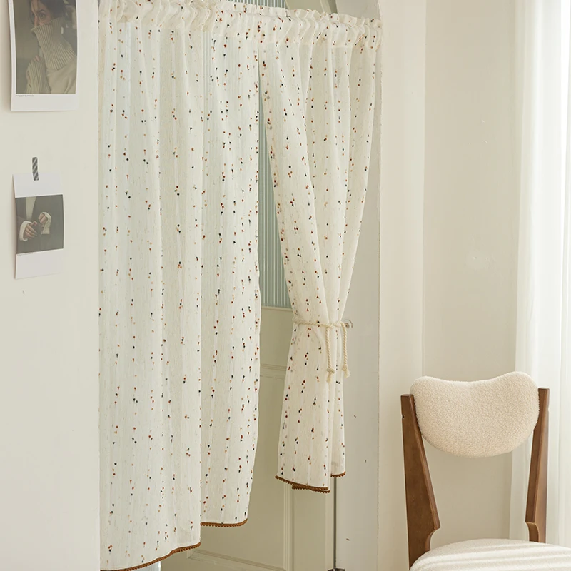 بوهو قوس قزح شير الستائر مع الملونة بوم بوم الفوال الستائر ضوء تصفية شريط قضيب جيب نافذة الستائر لغرفة نوم الفتيات
