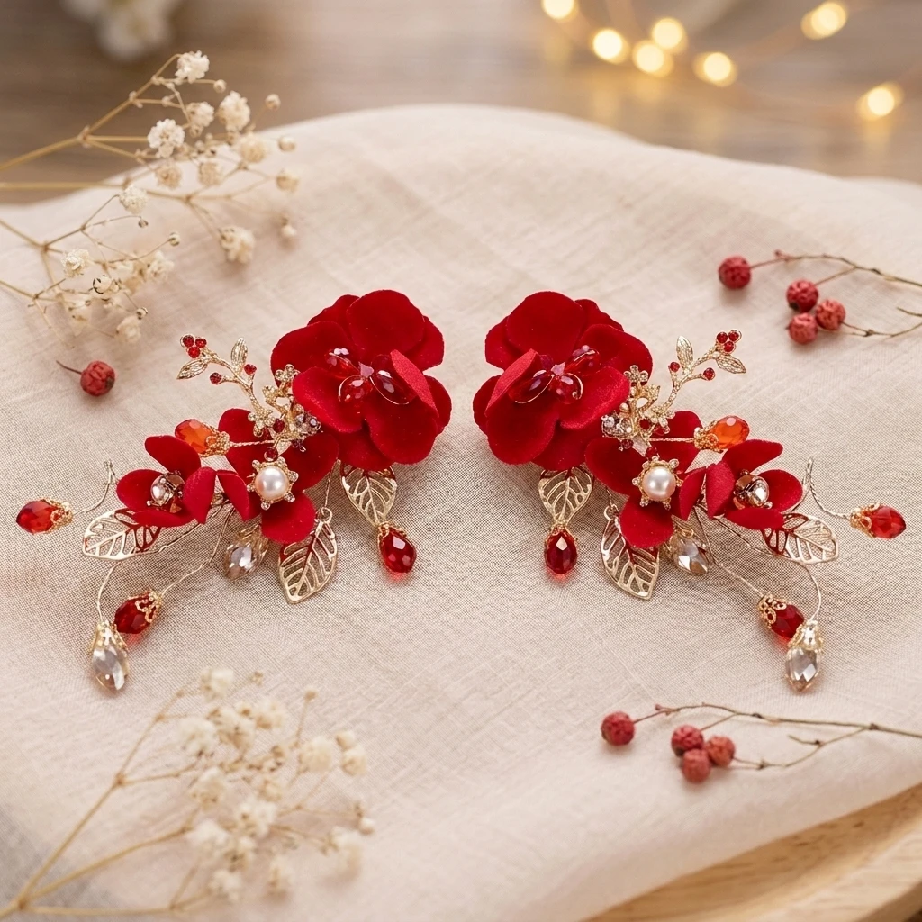 Kids Flower Hair Clips 2pcs Alloy Durable Safe Rounded Corners For Girls Age 3-12