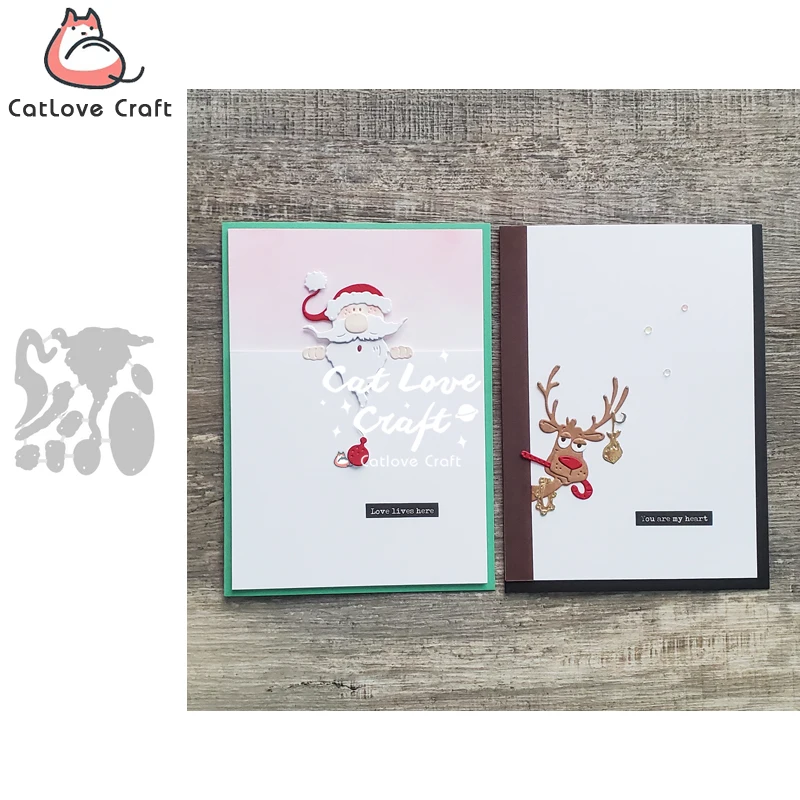 Catlove Weihnachts-Weihnachtsmann-Rentier Metall-Stanzformen Scrapbooking-Form Schablone Stanzformen Kartenherstellung DIY Handwerk Prägung Neue Stanzformen