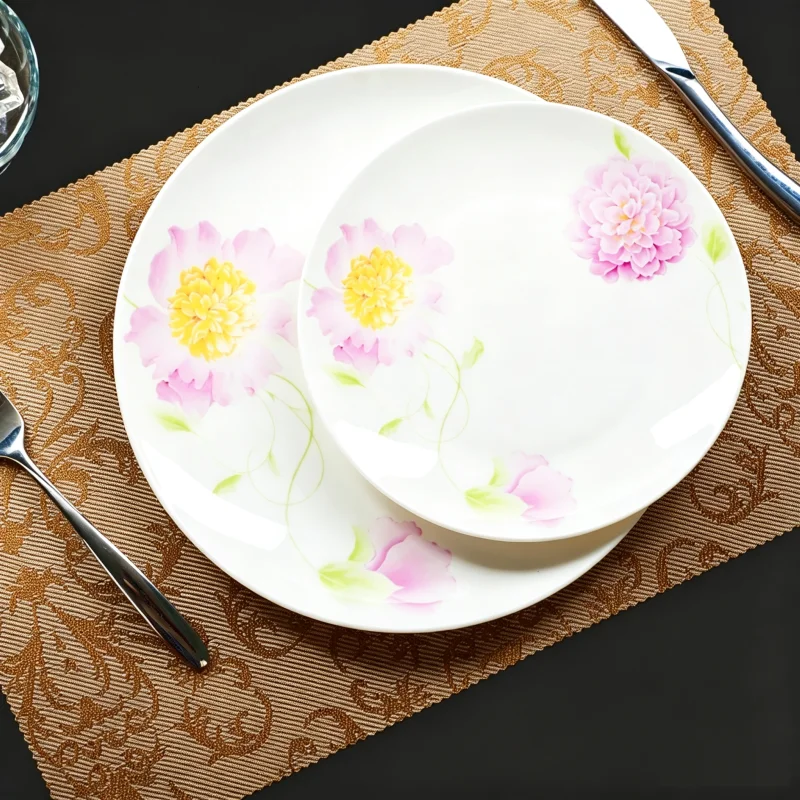 2pcs set, 8+10inch, real bone china charger plate set, sun-flower painting, porcelain dinner plates set, breakfest  plate set