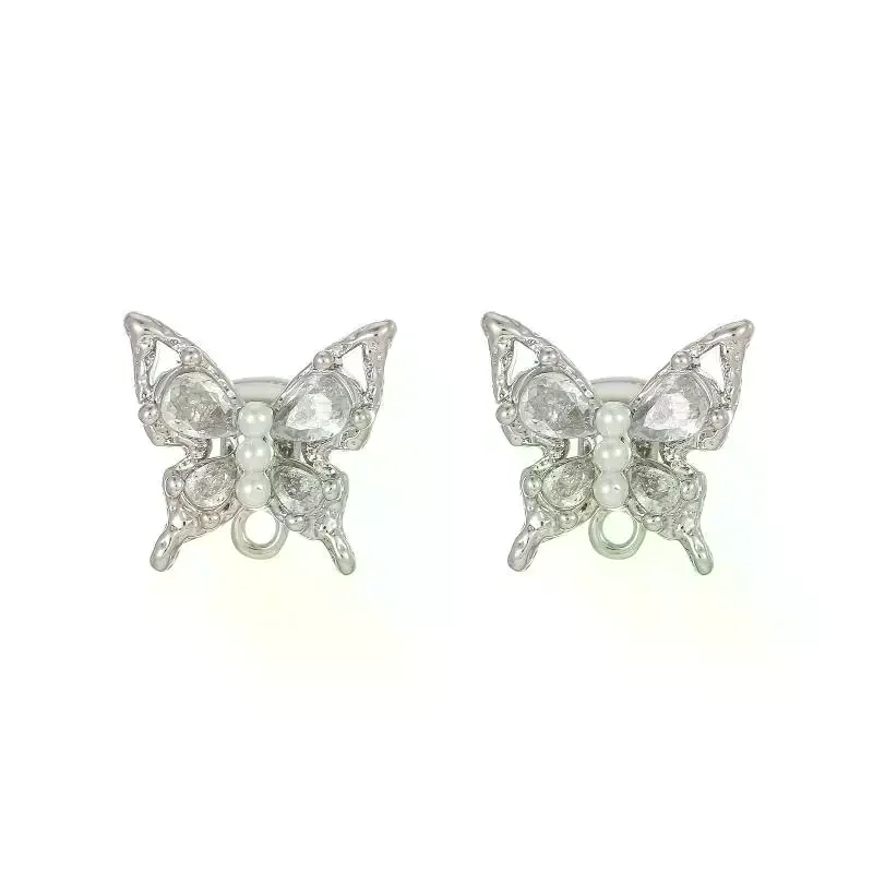 On Open Ear Wireless Earbuds With Butterfly Crystal With Chain Decor Comfortable For Daily Use Gifts Clip