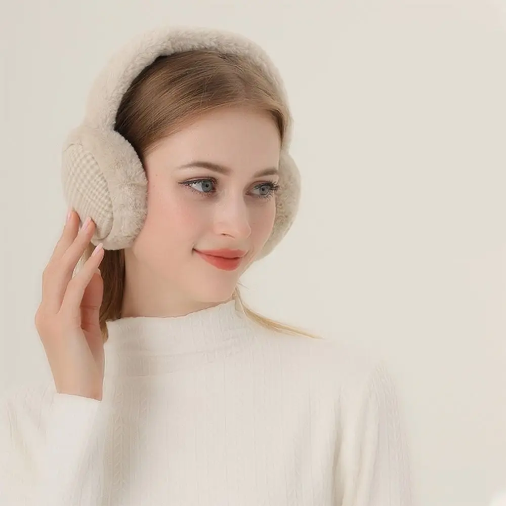 Winter Warm Ear Muffs Cover Women Girls Fluffy Burger Shape Earcap Children Earmuffs Soft Cashmere Solid Color Warmers Earlap