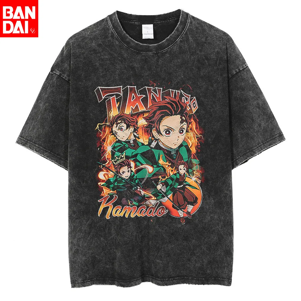 

Футболки с принтом японского аниме Demon Slayer Inosuke, мужские и женские, из чистого хлопка, в стиле Harajuku Y2K, уличная одежда, спортивная одежда