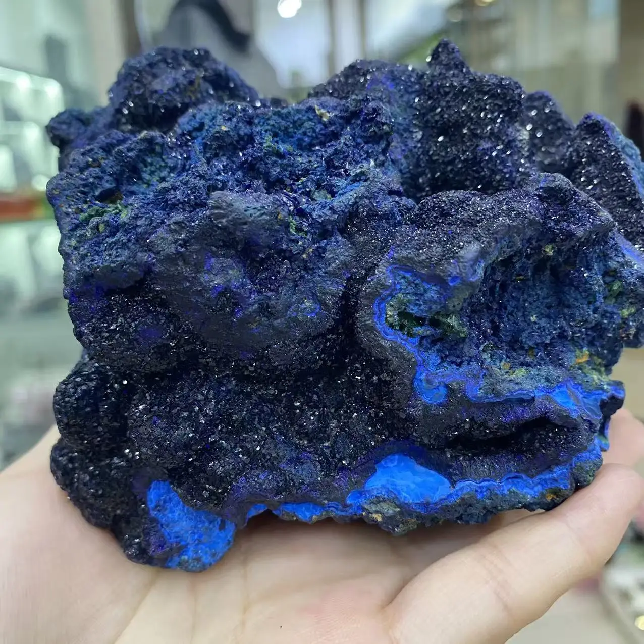 ¡Alta calidad! Racimos de cristal de azurita natural, piedras preciosas energéticas, curación espiritual, decoración del hogar, desmagnetización, divinación