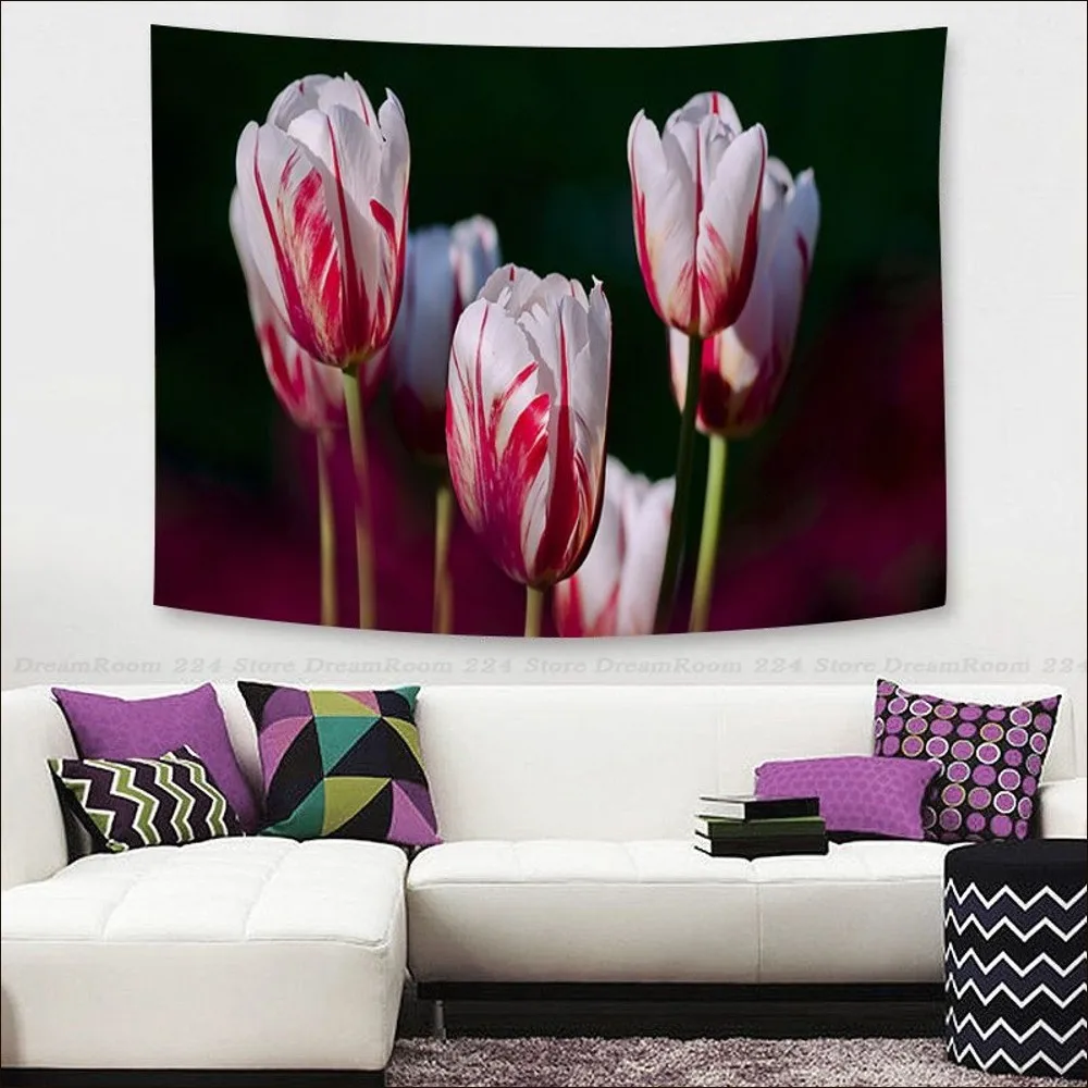 Flower Tulip beatuiful Tapestry Tapestry Art Printing Indian Buddha Wall Decoration Witchcraft Bohemian Hippie INS Home Decor