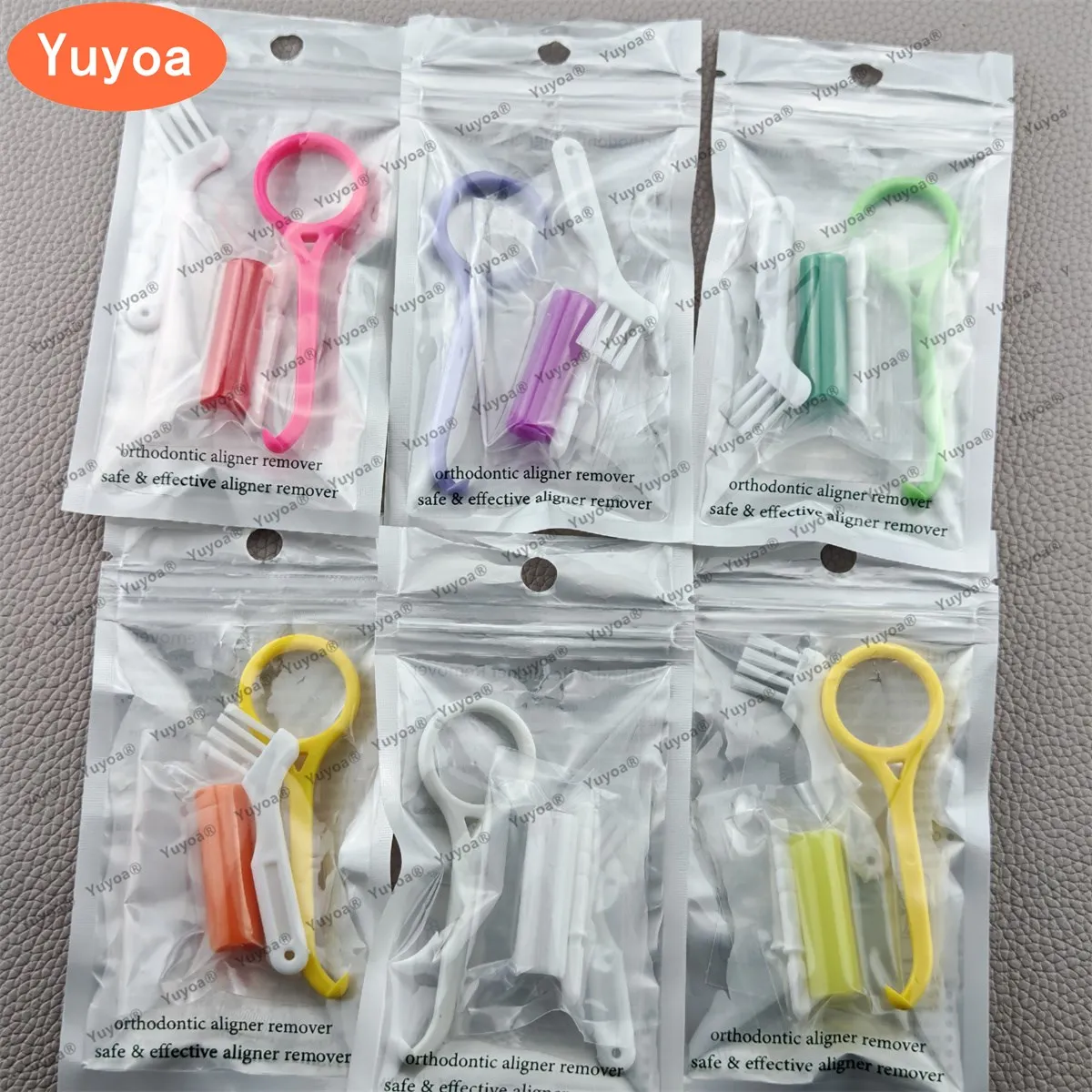 

50sets Dental Invisible Braces Remover Orthodontic Aligner Seaters Brush Set Oral Hook Chewies Silicone Stick