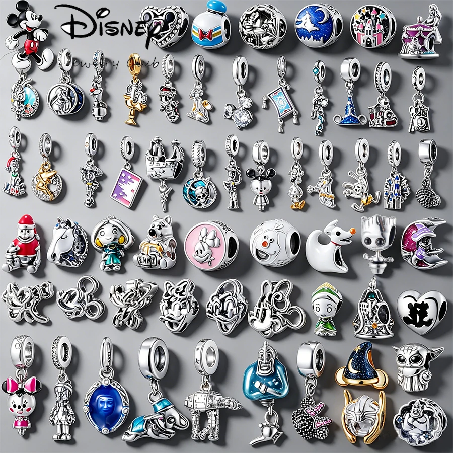 

Серебряные бусины-шармы Disney с разными персонажами (серебро 925 пробы), подходят для оригинальных браслетов, рождественские шармы-подвески с мультяшными злодеями, подарок для самостоятельного изготовления украшений