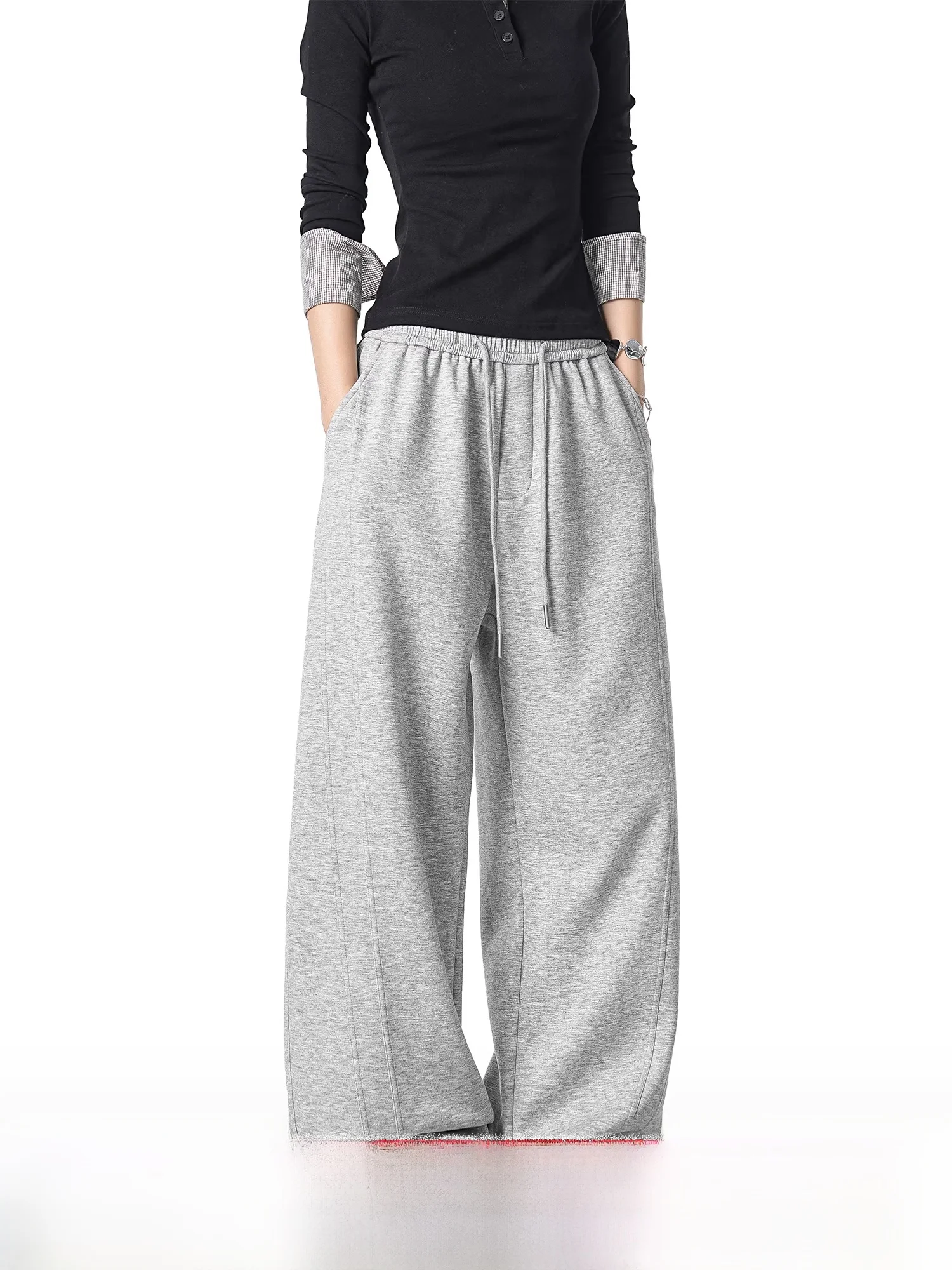 

Спортивные брюки Air Layer, комплект из двух предметов, с высокой талией, широкие штанины, длинные брюки, износостойкая ткань из смеси полиэстера, вискозы и спандекса