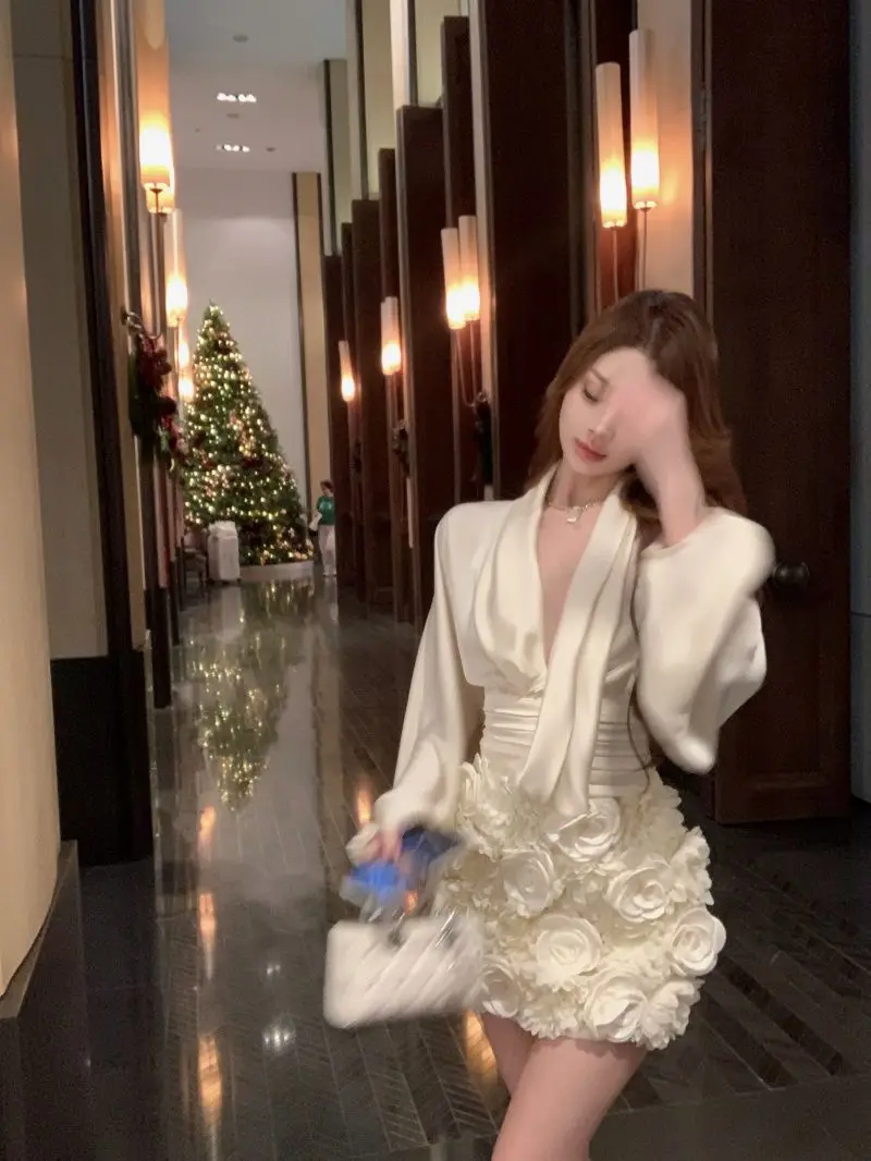 الربيع النقي الجمالية المرأة 2 قطعة مجموعة بلوزة على شكل حرف v مع تفاصيل الأزهار أنيقة مطوي ميدي تنورة سيدة نوبل مطابقة الزي