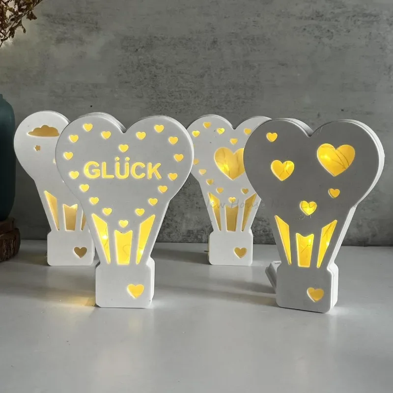 Hot Air Balloon Atmosphere Light Mold Balloon LED Lantern Star Love Silicone Mold Tea Light Candle Holder Cement Plaster Mould