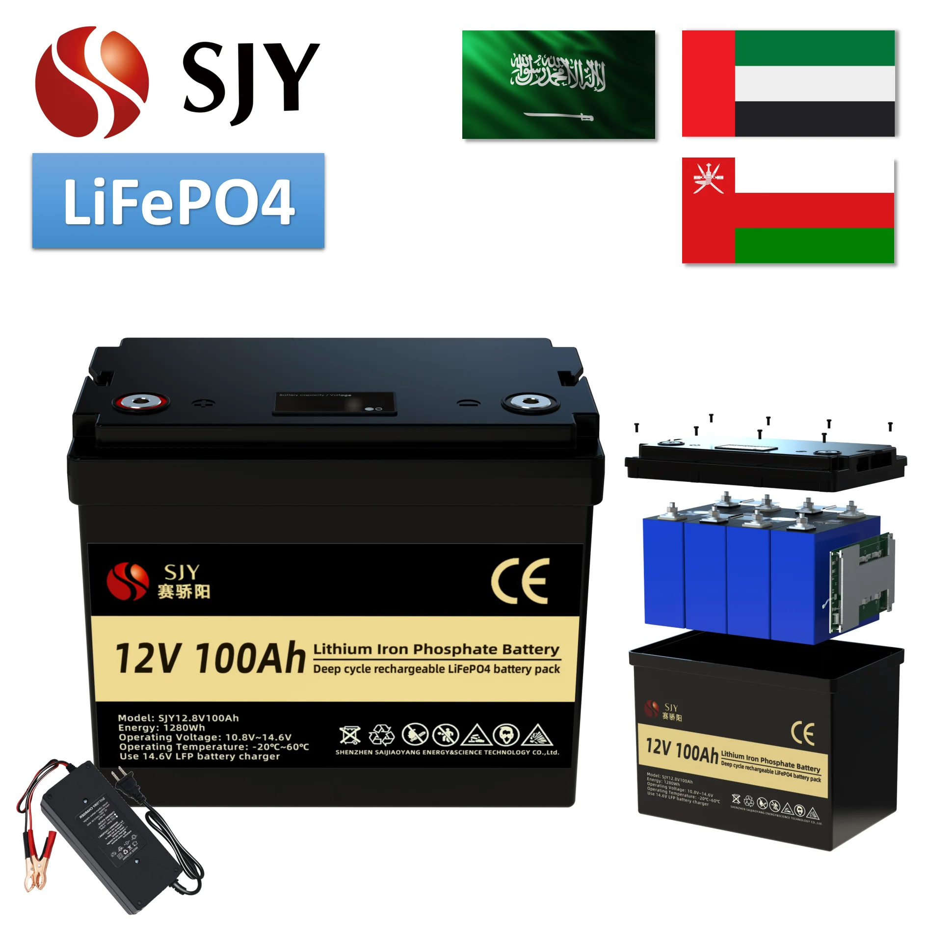 (UAE Warehouse) LiFePO4 12V/24V/48V 100Ah/200Ah lithium battery pack and 3.2V 280Ah LFP cells for electric power/solar system