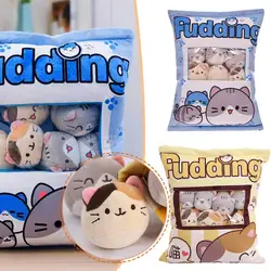 Cute Cat Snack Pillow Pudding Decorative, Stuffed Dolls With Cat Pudding Kawaii Toy Plush Plush Pillow Animal Gifts