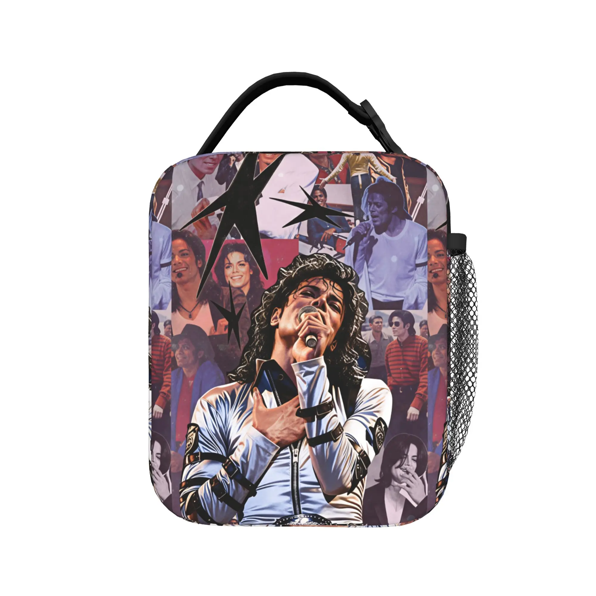 MJ King Of Pop M-Michael J-jackson Lunch Bag  Portable Insulated Lunch Box Adult School Print Cooler Bag Thermal Tote Handbags