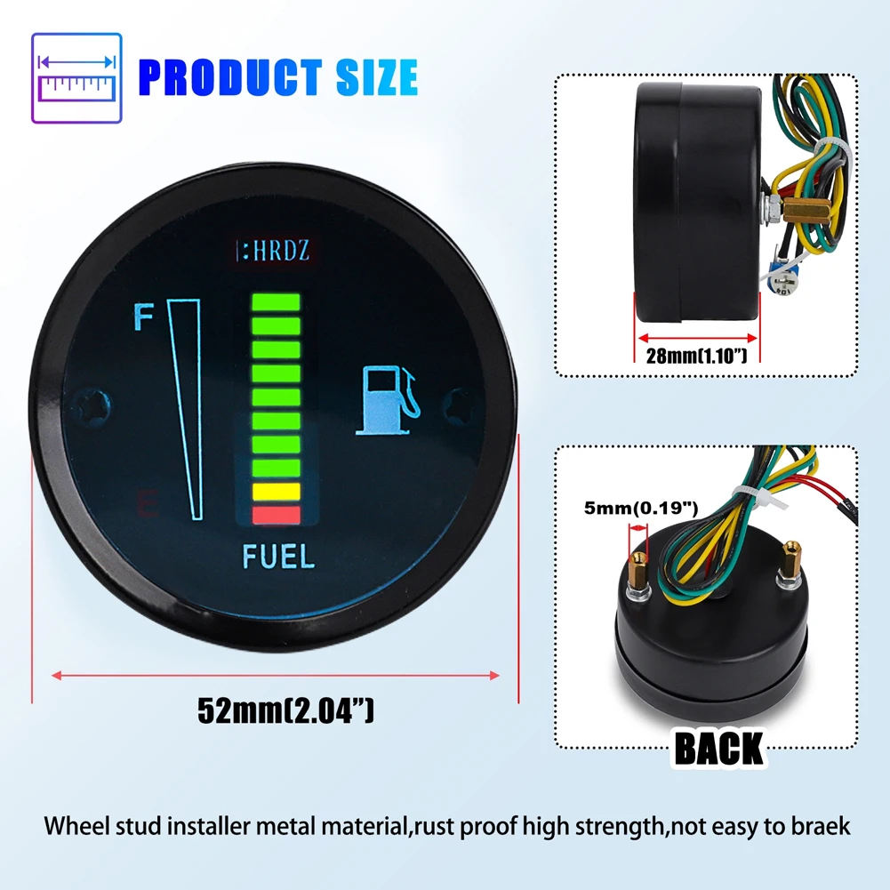 Misuratore di livello del carburante 12V 10 LED indicatore di livello del carburante da 2 pollici misuratore di carburante elettronico ad alta