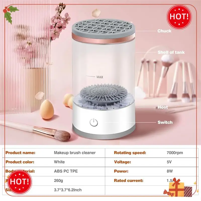 منظف فرش المكياج ABLE لا حاجة إلى التركيب، تشغيل بنقرة واحدة للتنظيف العميق قطعة واحدة