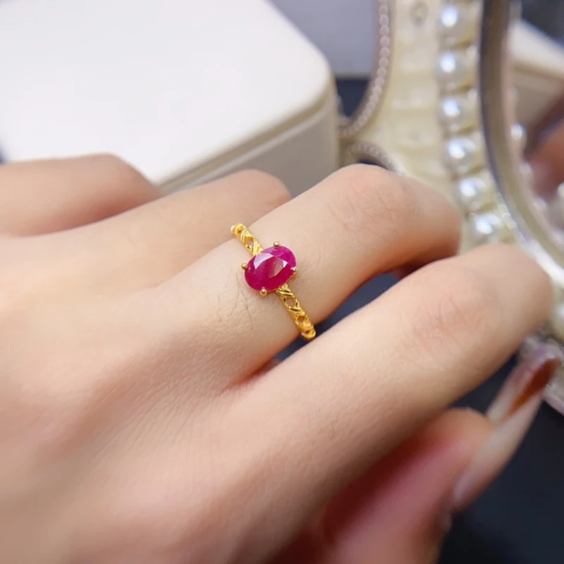 Natural Ruby Rings for women silver 925 jewelry luxury gem stones 18k gold plated free shiping items