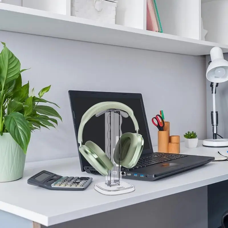 سماعات سطح المكتب حامل مكتب سماعة شماعات مع فراشة طباعة سماعة المشبك اكسسوارات الكمبيوتر واضح سماعة حامل