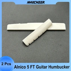 2Pcs Real Bone YMH Style Nut 43x5x9MM-R400/Saddle 75x3x9.7MM-R400 with Compensation 6-String Acoustic Guitar Folk Guiar