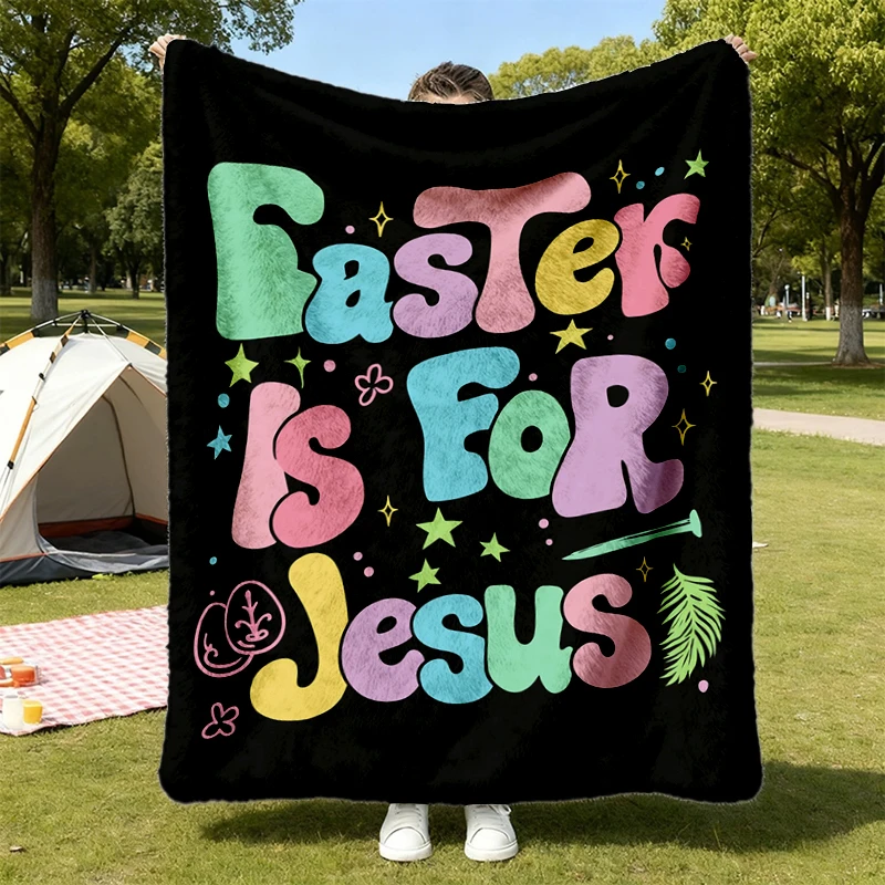 Lot Can Happen In 3 Days Flannel Blanket, Retro Christian Easter Flannel Throw, Religious Sunday Church Cozy Blanket