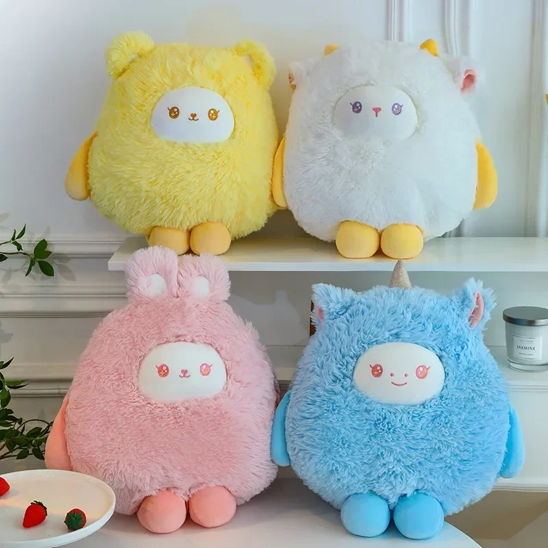 Jouets en peluche de mouton rond potelé, jouets en peluche d'agneau doux, oreiller de dessin animé, coussin de canapé, décoration d'intérieur, cadeaux pour filles, nouveau